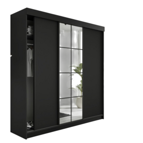 Kledingkast Lamaro  met spiegel 250 cm  zwart