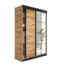 Maxy-shop Schuifdeurkast  met spiegel eiken zwart  lamaro 200 cm