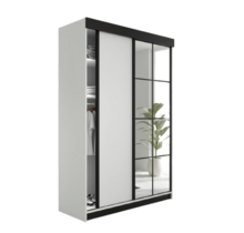 Schuifdeurkast  met spiegel  lamaro 200 cm   wit zwart