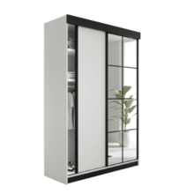 Kledingkast Lamaro  met spiegel 167 cm  wit zwart
