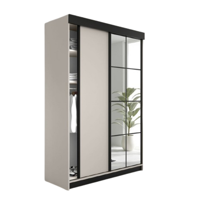 Schuifdeurkast  met spiegel  lamaro 138 cm Crème