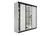 Schuifdeurkast  met spiegel  lamaro 250 cm   wit zwart