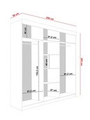 Schuifdeurkast  met spiegel  lamaro 250 cm zwart  eiken