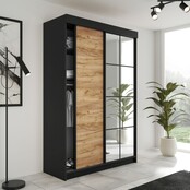 Schuifdeurkast  met spiegel  lamaro 200 cm zwart eiken