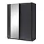 Maxy-shop Zwarte kledingkast met spiegel en schuifdeuren – 180 x 198 x 62 cm – 4 legplanken