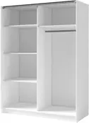 Witte kledingkast met spiegel en schuifdeuren – 180 x 198 x 62 cm – 4 legplanken