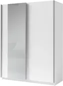 Witte kledingkast met spiegel en schuifdeuren – 180 x 198 x 62 cm – 4 legplanken