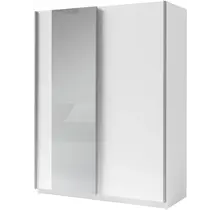 Witte kledingkast met spiegel en schuifdeuren – 150 x 198 x 62 cm – 4 legplanken