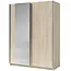 Maxy-shop Licht Eiken kledingkast met spiegel en schuifdeuren – 180 x 198 x 62 cm – 4 legplanken