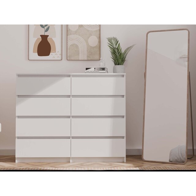Ladekast  wit  120 cm 8 lades