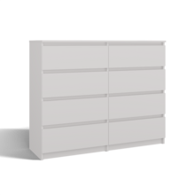 Ladekast  wit  120 cm 8 lades