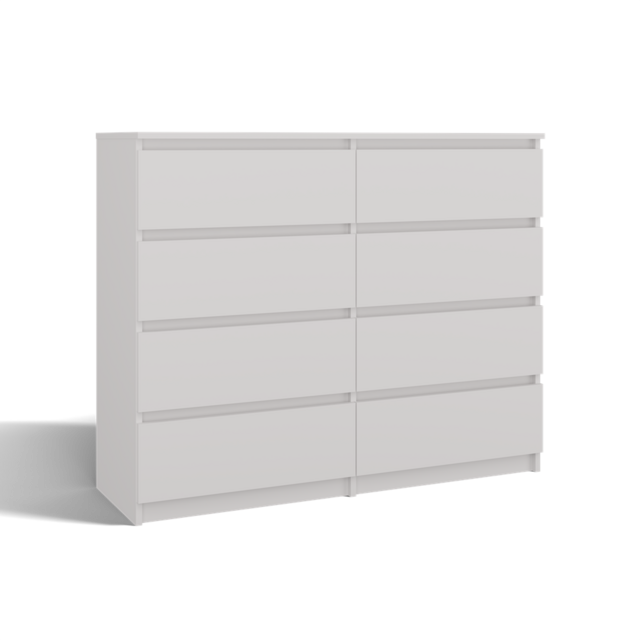 Ladekast  wit  120 cm 8 lades