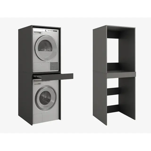 Wasmachine/wasdroger kast om de droger boven de wasmachine te plaatsen antraciet