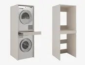 Wasmachine/wasdroger kast om de droger boven de wasmachine te plaatsen creme