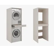 Wasmachine/wasdroger kast om de droger boven de wasmachine te plaatsen creme