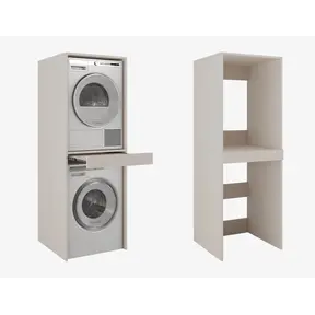 Wasmachine/wasdroger kast  met lade creme