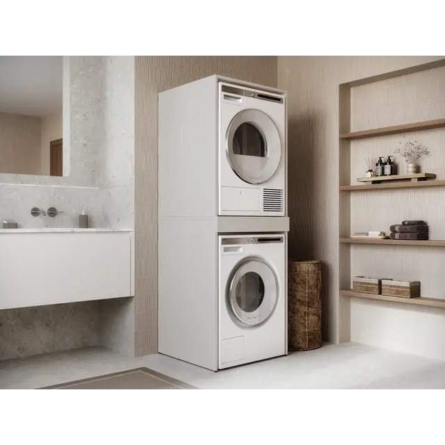 Wasmachine/wasdroger kast om de droger boven de wasmachine te plaatsen creme