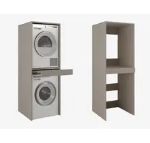 Wasmachine/wasdroger kast om de droger boven de wasmachine te plaatsen taupe