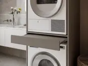 Wasmachine/wasdroger kast om de droger boven de wasmachine te plaatsen taupe