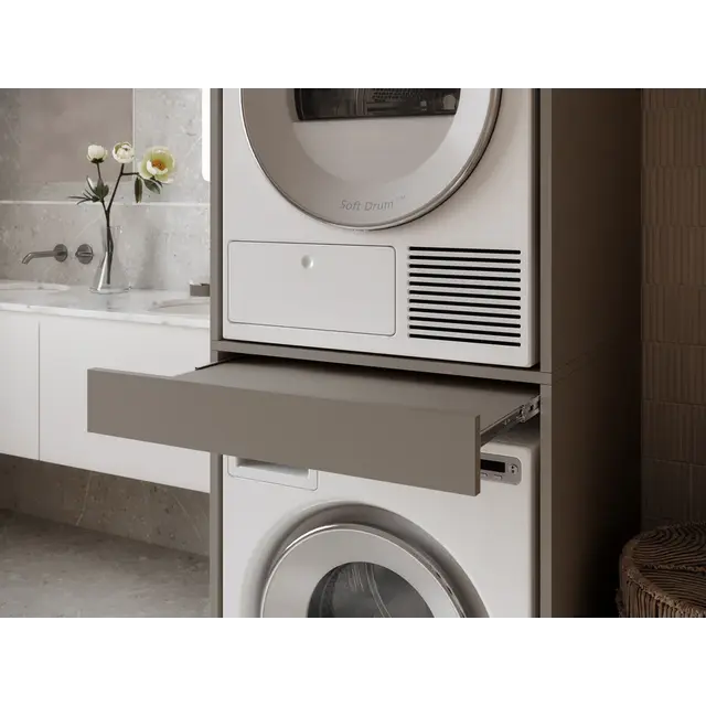 Wasmachine/wasdroger kast om de droger boven de wasmachine te plaatsen taupe