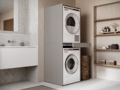 Wasmachine/wasdroger kast om de droger boven de wasmachine te plaatsen taupe
