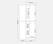 Wasmachine/wasdroger kast met lade en zij kast
