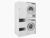 Wasmachine/wasdroger kast met lade en zij kast