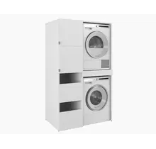 Wasmachine/wasdroger kast met lade en zij kast