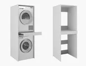 Wasmachine/wasdroger kast om de droger boven de wasmachine te plaatsen wit