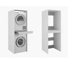 Wasmachine/wasdroger kast om de droger boven de wasmachine te plaatsen wit