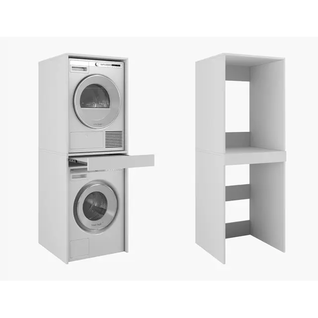 Wasmachine/wasdroger kast om de droger boven de wasmachine te plaatsen wit