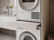 Wasmachine/wasdroger kast om de droger boven de wasmachine te plaatsen wit