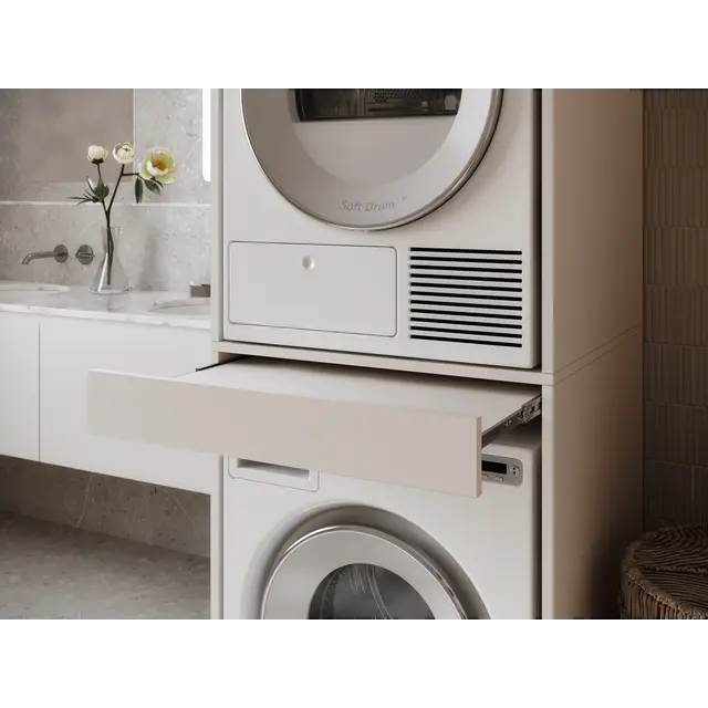 Wasmachine/wasdroger kast om de droger boven de wasmachine te plaatsen wit