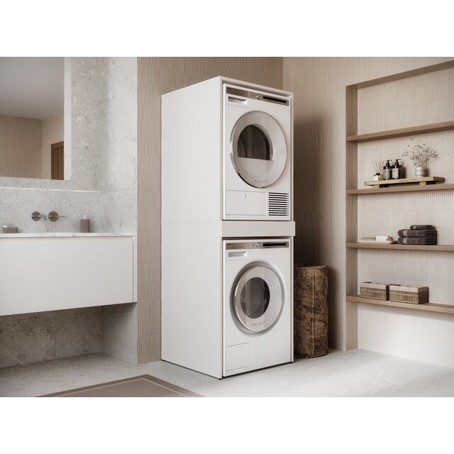 Wasmachine/wasdroger kast om de droger boven de wasmachine te plaatsen wit