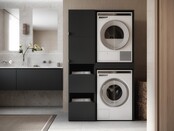 Wasmachine/wasdroger kast met lade en zij kast  antraciet