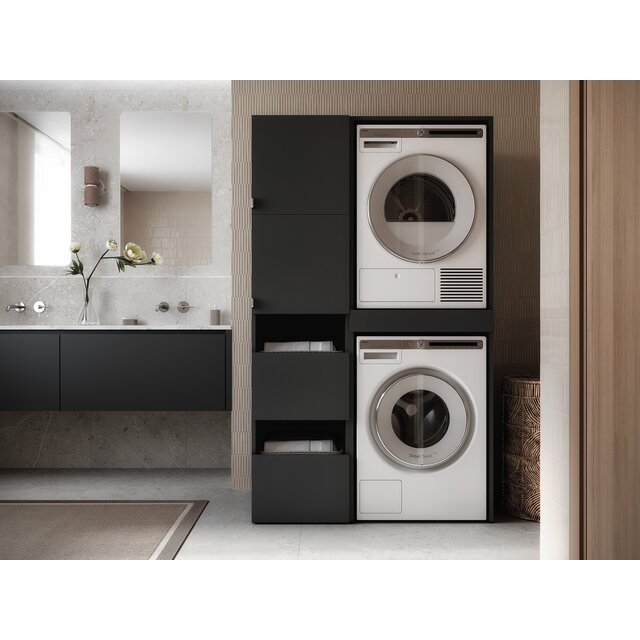 Wasmachine/wasdroger kast met lade en zij kast  antraciet