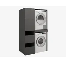 Wasmachine/wasdroger kast met lade en zij kast  antraciet