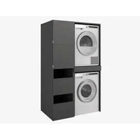 Wasmachine/wasdroger kast  met zij kast  antraciet