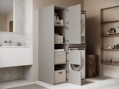 Wasmachine/wasdroger kast met lade en zij kast  taupe