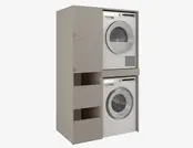 Wasmachine/wasdroger kast met lade en zij kast  taupe