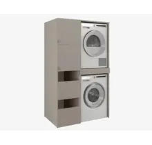 Wasmachine/wasdroger kast met lade en zij kast  taupe