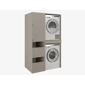 Wasmachine/wasdroger kast  met zij kast taupe