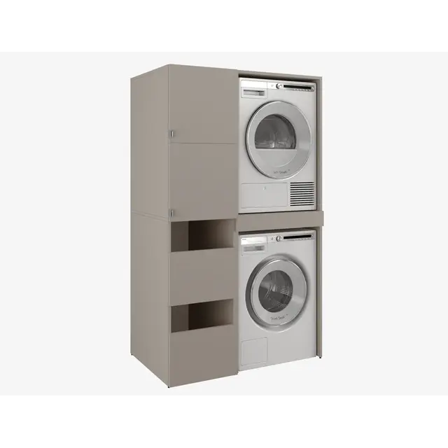 Wasmachine/wasdroger kast met lade en zij kast  taupe