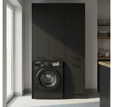 Wasmachinekast met Wasmand en 5 Legplanken