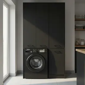 Wasmachinekast met Wasmand en 5 Legplanken zwart