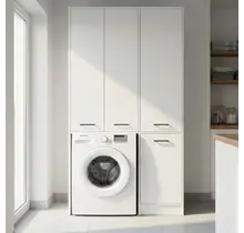 Wasmachinekast met Wasmand en 5 Legplanken