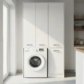 Wasmachinekast met Wasmand en 5 Legplanken  wit
