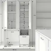 Wasmachinekast met Wasmand en 5 Legplanken  creme