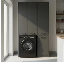 Wasmachinekast met Wasmand en 5 Legplanken  antraciet