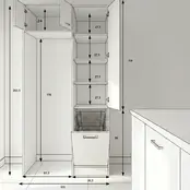 Wasmachinekast met Ombouw voor Wasdroger met zij kast, Wasmand en 3 Legplanken